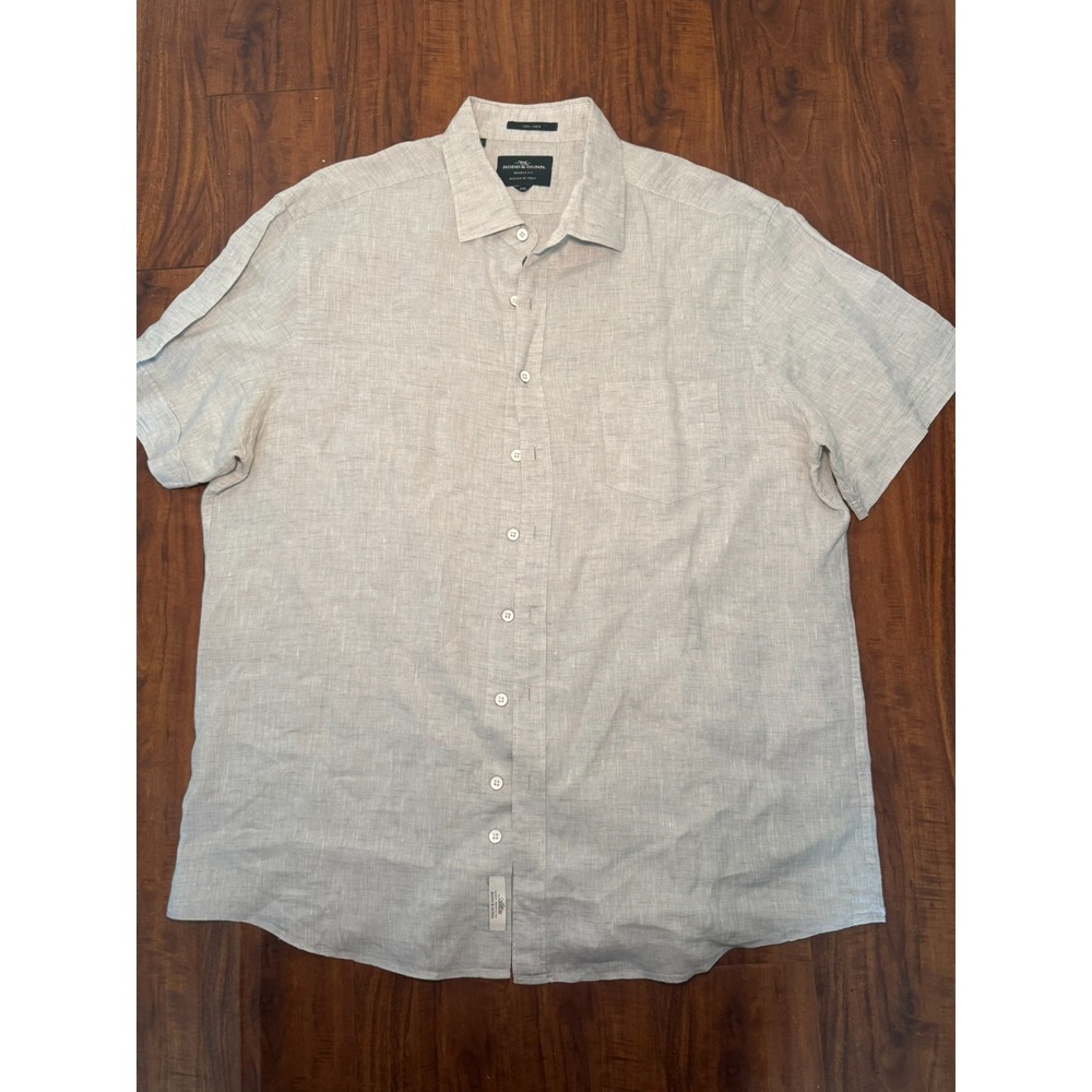 Rodd and Gunn Ellerslie Mens Linen Grey Shirt Size 2XL Button Down Short Sleeve